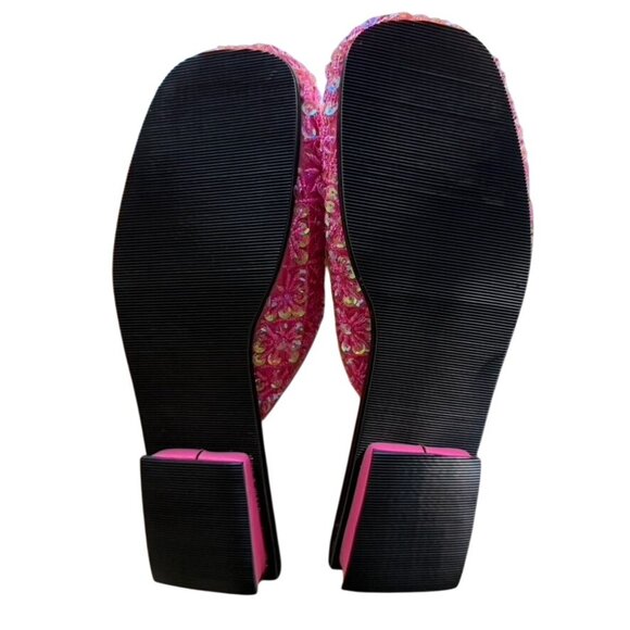 NEW China Doll mules/slip-on shoes in a vibrant pink color, sequins, size 10 - Picture 9 of 9